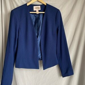 Forever21 Cropped Blazer Navy Blue